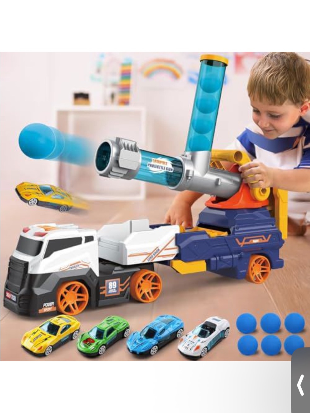 Blue Foam Ball Launcher Truck Toy for Kids - Brand: